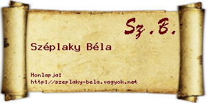 Széplaky Béla névjegykártya