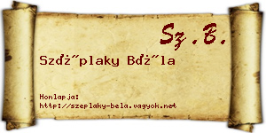 Széplaky Béla névjegykártya